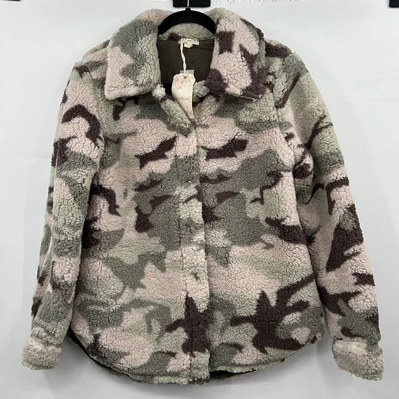 🆕Hem & Thread Camo Sherpa Fleece Green Brown Rose Beige Quilted Lining Last One - Picture 6 of 15